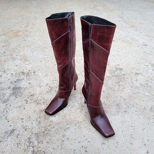 Aldo Burgandy/Brown Leather Knee-High Boots